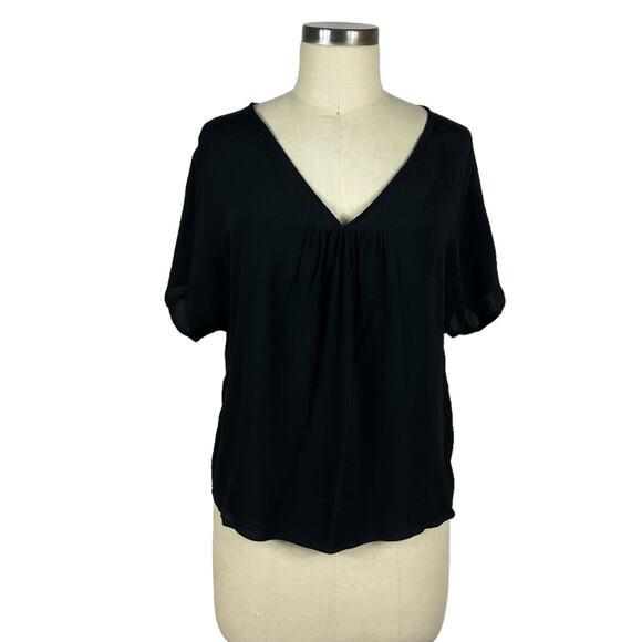 MADEWELL Black Lightweight V-Neck Popover Blouse Women's Size XS NWT Rhyme - Picture 1 of 7